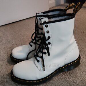 Dr. Martens White Leather Combat Boots